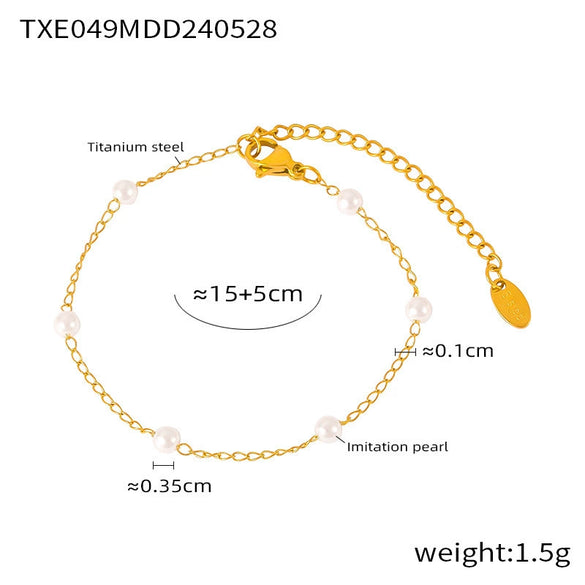Wholesale Elegant Bead Necklace Women's Round Titanium Oshaped Chain Electroplated Jewelry