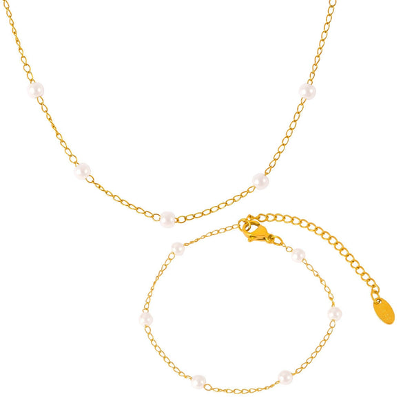 Wholesale Elegant Bead Necklace Women's Round Titanium Oshaped Chain Electroplated Jewelry