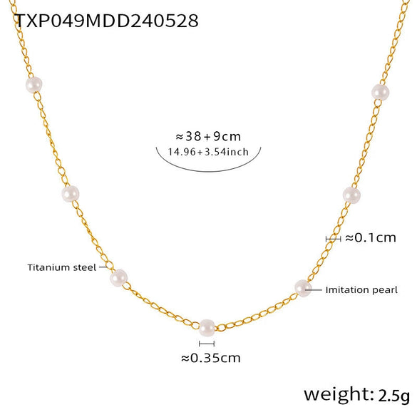 Wholesale Elegant Bead Necklace Women's Round Titanium Oshaped Chain Electroplated Jewelry