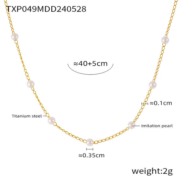 Wholesale Elegant Bead Necklace Women's Round Titanium Oshaped Chain Electroplated Jewelry
