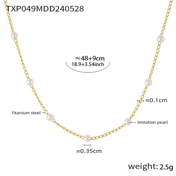 Wholesale Elegant Bead Necklace Women's Round Titanium Oshaped Chain Electroplated Jewelry