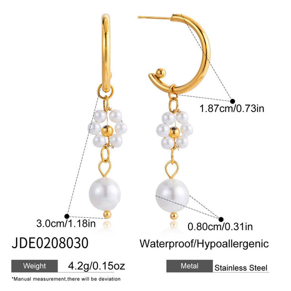 Wholesale Elegant Casual Minimalist Geometric Flower Stainless Steel Electroplated Earrings For Women