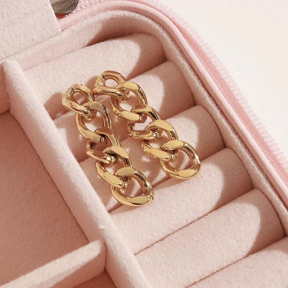 Wholesale Elegant Chain Tassel Earrings For Women High Grade Stainless Steel Geometric Design Electroplating Treatment