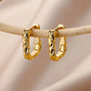 Wholesale Elegant Classy Waveshaped Earrings Copper Gold Plated With Artificial And Semiprecious Stones Electroplated