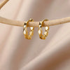 Wholesale Elegant Classy Waveshaped Earrings Copper Gold Plated With Artificial And Semiprecious Stones Electroplated