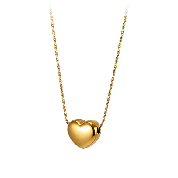 Wholesale Elegant Compact Stainless Steel Geometric Heartshaped Electroplated Calendering Chain Necklace For Women