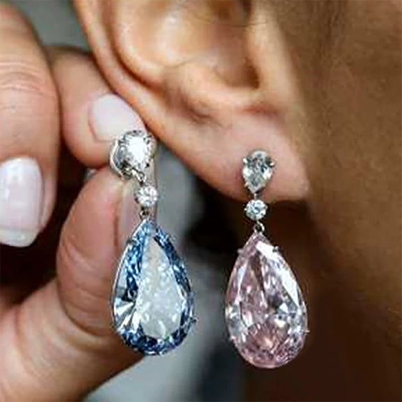 Wholesale Elegant Copper Drop Shape Zircon Earrings For Women