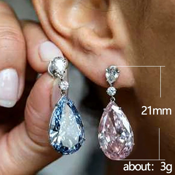 Wholesale Elegant Copper Drop Shape Zircon Earrings For Women