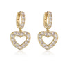 Wholesale Elegant Copper Inlaid Zirconium Heartshaped Hollow Love Earrings For Women