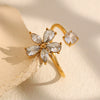 Wholesale Elegant Creative Niche Bracelet Stainless Steel 18K Gold Plated With Flower Opening Ring For Women