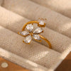 Wholesale Elegant Creative Niche Bracelet Stainless Steel 18K Gold Plated With Flower Opening Ring For Women