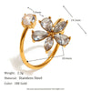 Wholesale Elegant Creative Niche Bracelet Stainless Steel 18K Gold Plated With Flower Opening Ring For Women