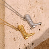 Wholesale Elegant Creative Pendant Necklace For Women Stainless Steel 18K Gold Plated Western Cowboy Boots Pendant With Geometric Pattern And Electroplating Treatment