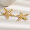 Wholesale Elegant Creative Retro Light Luxury Stainless Steel 18K Gold Plated Starfish Imitation Pearl Earrings With Electroplating For Women