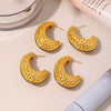 Wholesale Elegant Cshaped Hammer Pattern Oil Drop Titanium Steel Earrings For Women With Electroplating Design