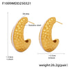 Wholesale Elegant Cshaped Hammer Pattern Oil Drop Titanium Steel Earrings For Women With Electroplating Design