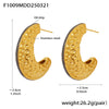 Wholesale Elegant Cshaped Hammer Pattern Oil Drop Titanium Steel Earrings For Women With Electroplating Design