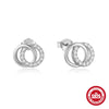 Wholesale Elegant Double Ring Geometric Stud Earrings 925 Sterling Silver Diamondembedded Electroplated For Women