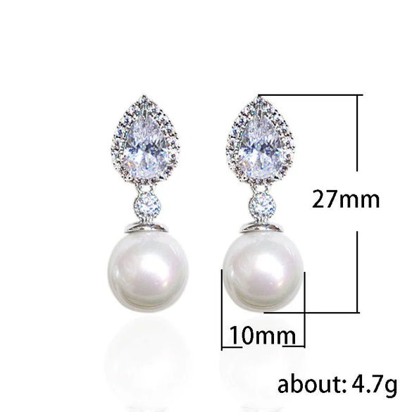 Wholesale Elegant Drop Shape Copper Imitation Pearl Earrings For Women