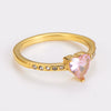 Wholesale Elegant Electroplated Stainless Steel Heart Shape Inlaid Zircon Colored Diamond Ring For Women