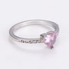 Wholesale Elegant Electroplated Stainless Steel Heart Shape Inlaid Zircon Colored Diamond Ring For Women