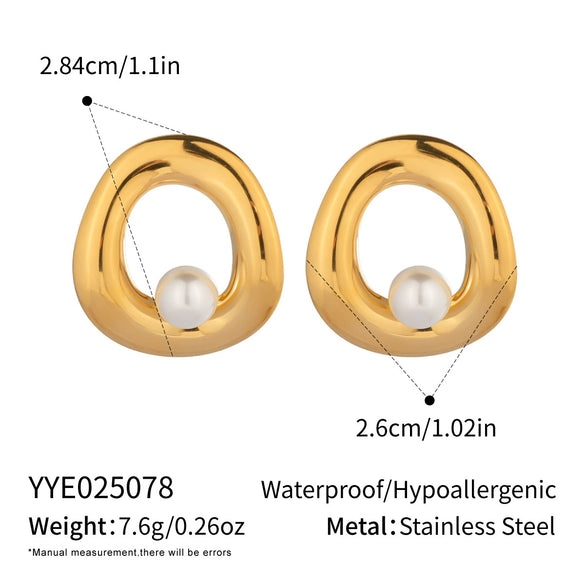 Wholesale Elegant Fashionable Light Luxury Minimalist Banquet Pearl Earrings In Stainless Steel With Fruit Shape And Electroplating