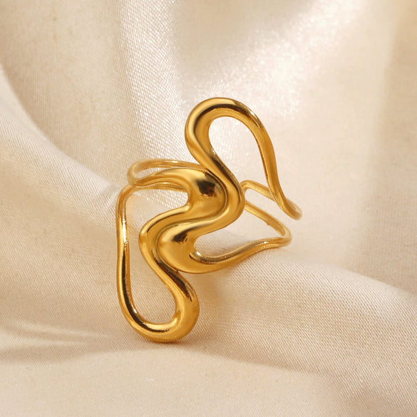 Wholesale Elegant Geometric Adjustable Electroplated Stainless Steel Ring For Women