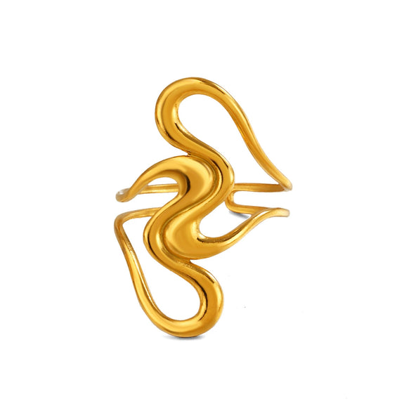 Wholesale Elegant Geometric Adjustable Electroplated Stainless Steel Ring For Women