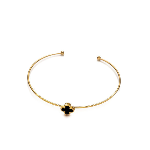 Wholesale Elegant Geometric Clover Stainless Steel Electroplated Bracelet