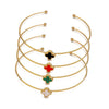 Wholesale Elegant Geometric Clover Stainless Steel Electroplated Bracelet