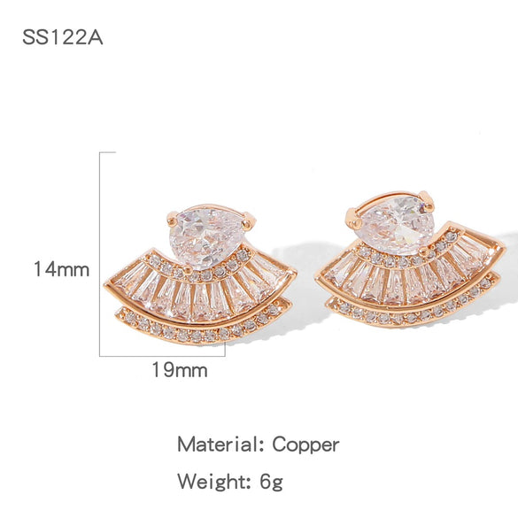 Wholesale Elegant Geometric Copper Electroplated Earrings For Women