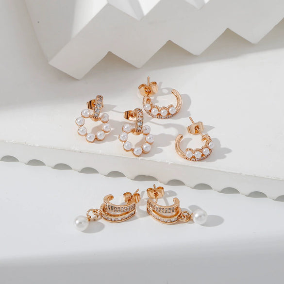 Wholesale Elegant Geometric Copper Electroplated Earrings For Women