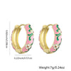 Wholesale Elegant Geometric Copper Gold Plated Pink Flower Pattern Oil Drop Earrings For Women