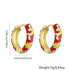Wholesale Elegant Geometric Copper Gold Plated Pink Flower Pattern Oil Drop Earrings For Women