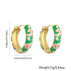 Wholesale Elegant Geometric Copper Gold Plated Pink Flower Pattern Oil Drop Earrings For Women