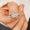Wholesale Elegant Geometric Copper Multilayered Ring Inlaid With Zirconia For Women
