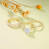 Wholesale Elegant Geometric Copper Ring Threepiece Set With Zirconia