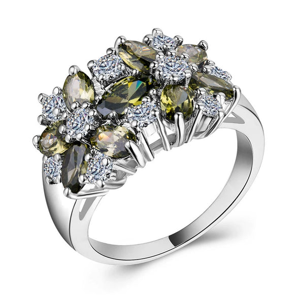 Wholesale Elegant Geometric Copper Ring With Zirconia For Women