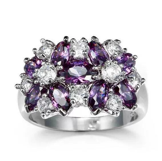 Wholesale Elegant Geometric Copper Ring With Zirconia For Women