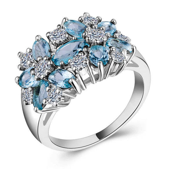 Wholesale Elegant Geometric Copper Ring With Zirconia For Women