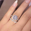 Wholesale Elegant Geometric Four Claw Zircon Copper Couple Ring