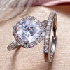 Wholesale Elegant Geometric Four Claw Zircon Copper Couple Ring