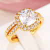 Wholesale Elegant Geometric Four Claw Zircon Copper Couple Ring