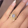 Wholesale Elegant Geometric Four Claw Zircon Copper Couple Ring