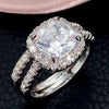 Wholesale Elegant Geometric Four Claw Zircon Copper Couple Ring