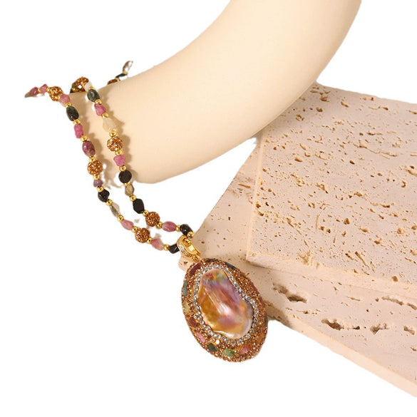 Wholesale Elegant Geometric Freshwater Natural Pearl Bamboo Chain Clavicle Pendant Necklace 18K Gold Plated Jewelry For Women