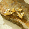 Wholesale Elegant Geometric Glossy Heart Inlaid Pearl Stainless Steel Earrings For Women