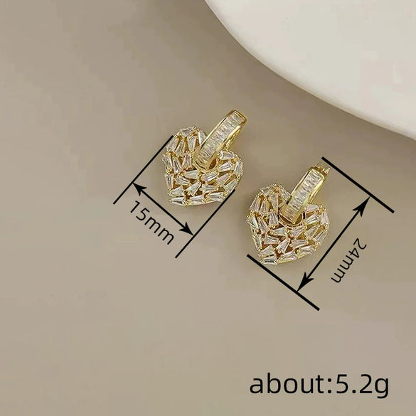 Wholesale Elegant Geometric Heart Shape Copper Earrings With Zirconia For Women