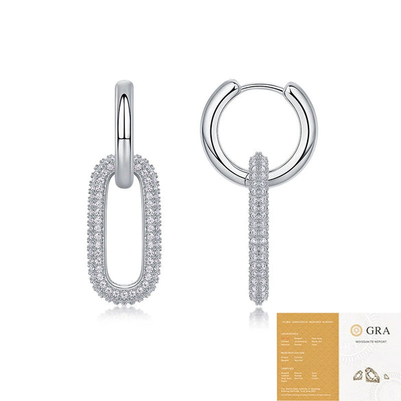 Wholesale Elegant Geometric Oshaped Women's Earrings 925 Sterling Silver Moissanite Inlay