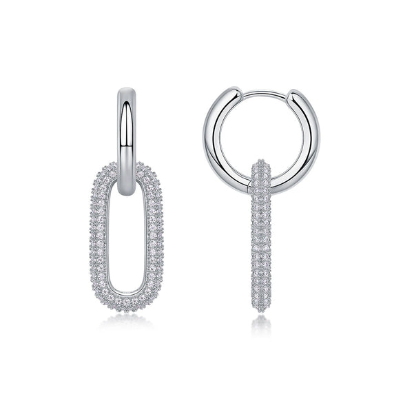 Wholesale Elegant Geometric Oshaped Women's Earrings 925 Sterling Silver Moissanite Inlay